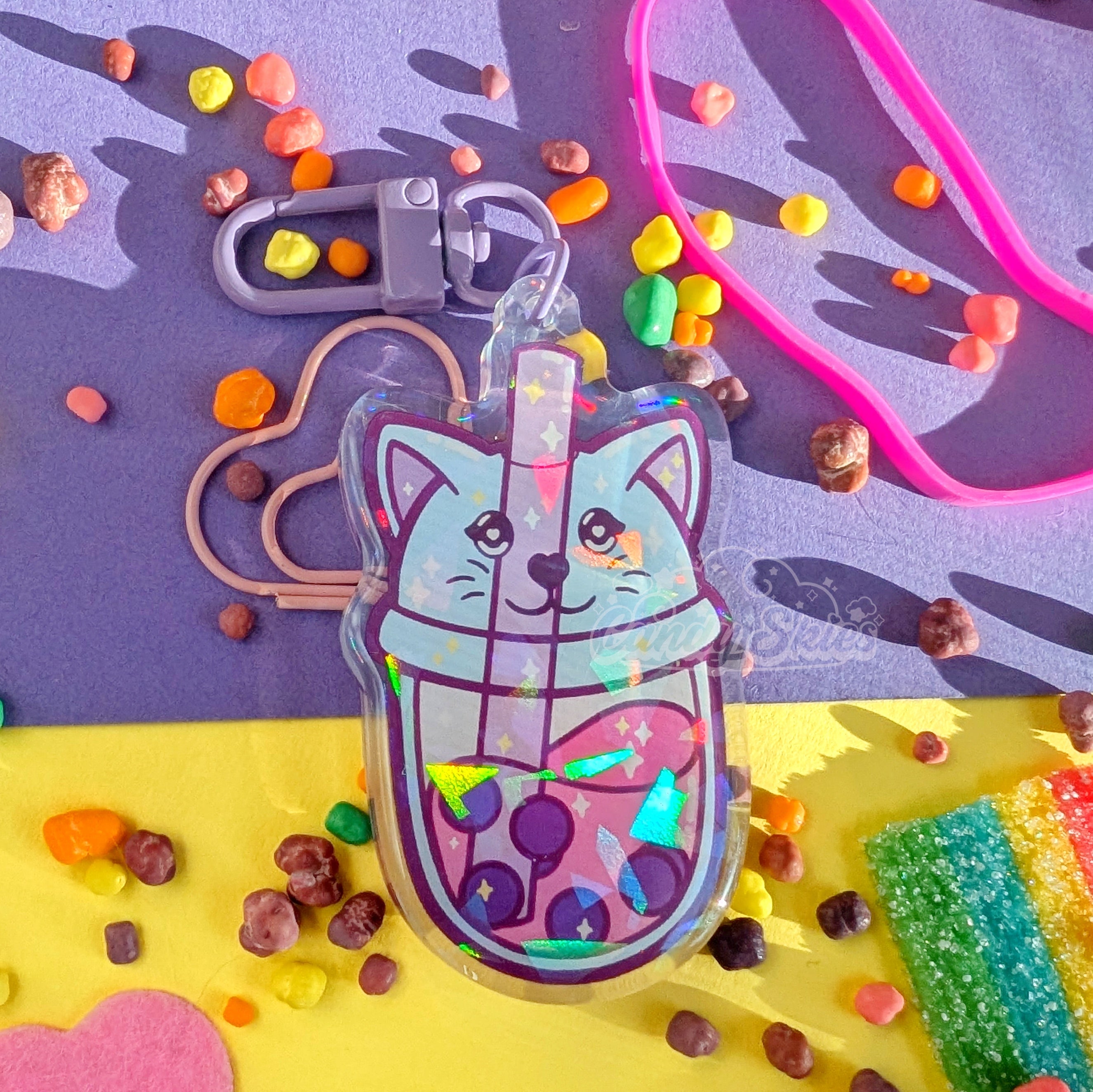 Acylic keychain of a boba by Candy Skies